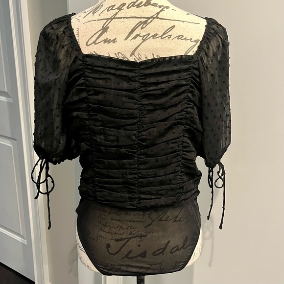 Lulu's Think of Me Swiss Dot Ruched Bodysuit in Black Brand New with Tags! - Picture 8 of 16